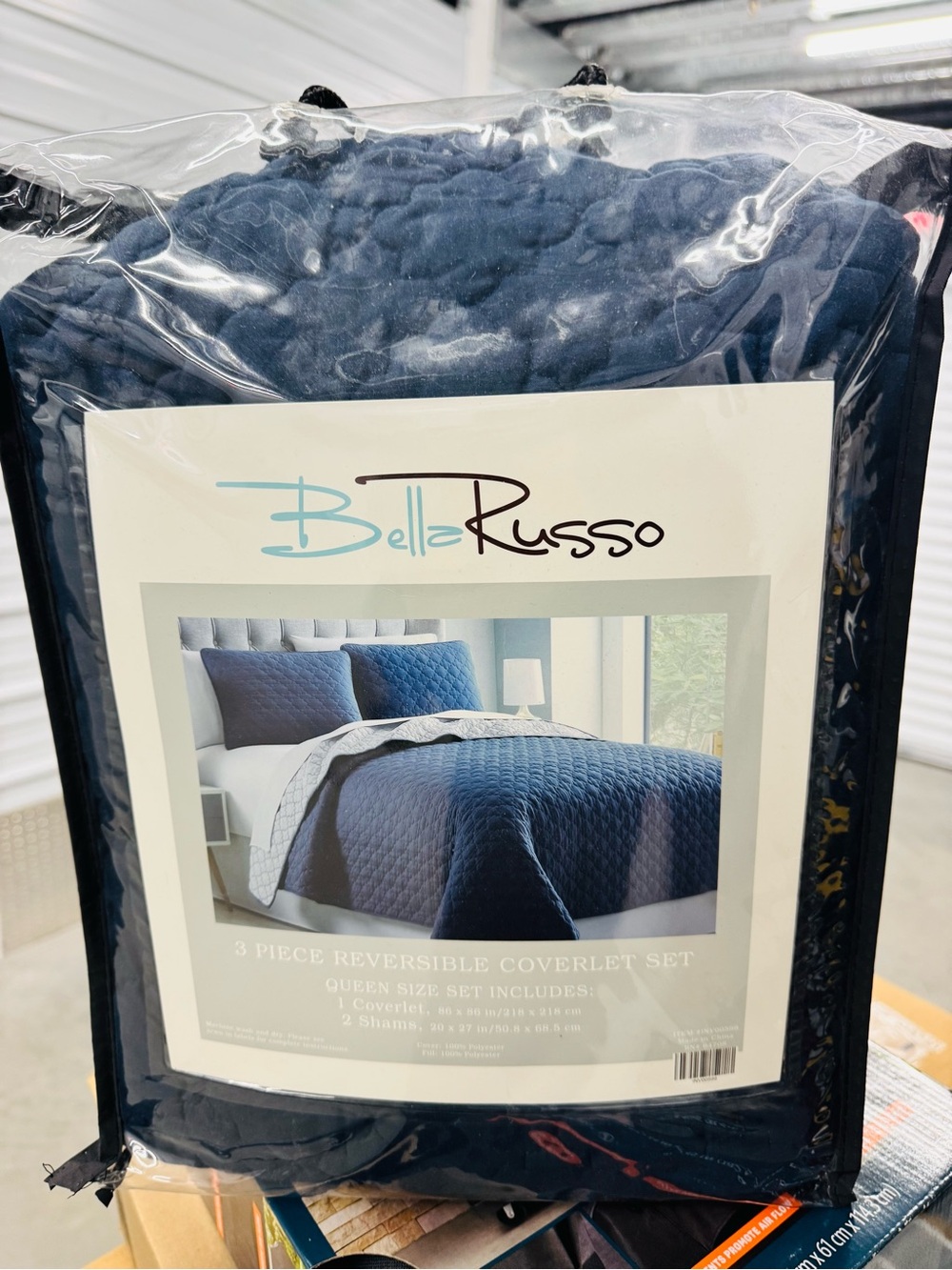 Navy Quilted Reversible Comforter Set